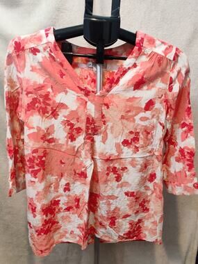 Vintage DE Collection Blouse Women's Size Medium Floral 3/4 Sleeve
